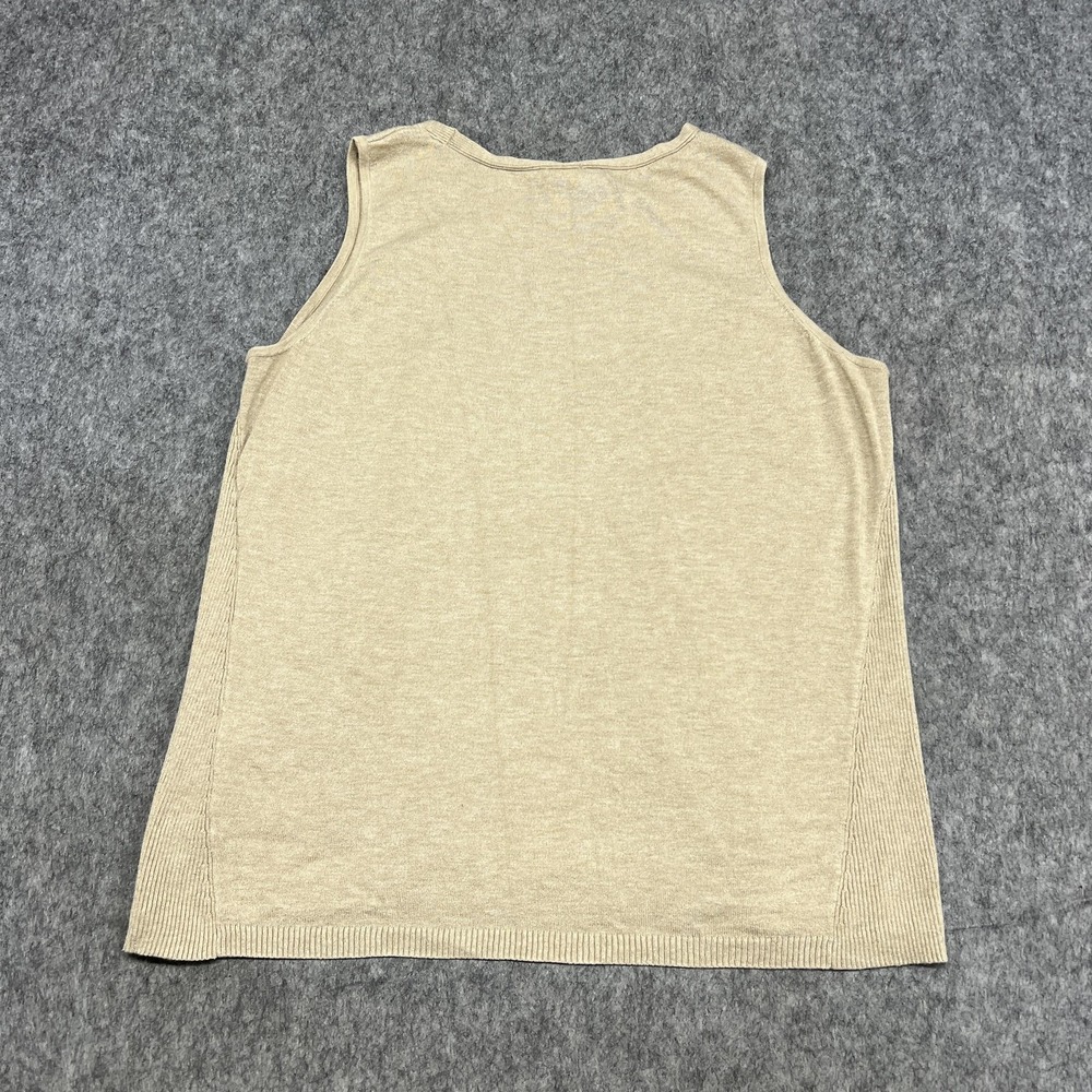 Chicos Tank‎ Top Womens XL Beige Scoop Neck Sleeveless Knit Rayon Blend Basic